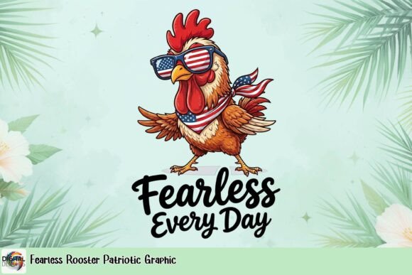 Fearless Rooster Patriotic Graphic: Bold Statement for Your Brand